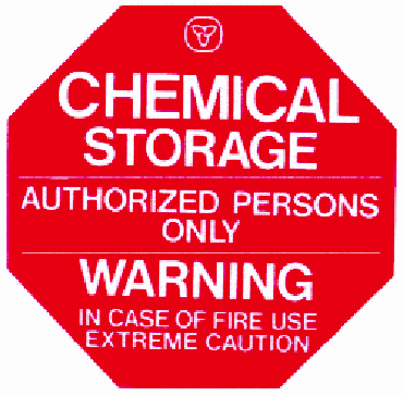 Chemical storage warning sign
