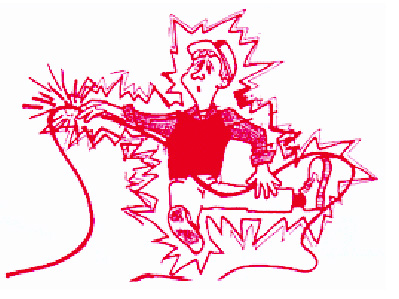 illustration of man being electrocuted
