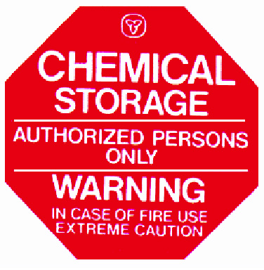 Chemical storage sign