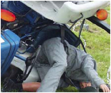 Figure 1. A buckled seat belt keeps the operator within the zone of protection of the ROPS during an overturn.