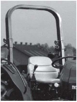 Figure 3. A foldable two-post ROPS allows tractor operation in low clearance situations without completely removing the ROPS