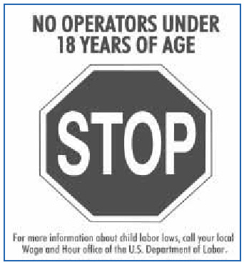 No Operators Under 18 Years of Age, Stop Sign