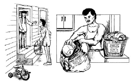 Man washing launddry before entering house