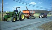 Tractor on highway