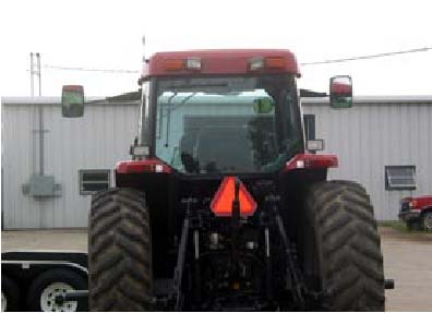 Back of tractor with SMV sign