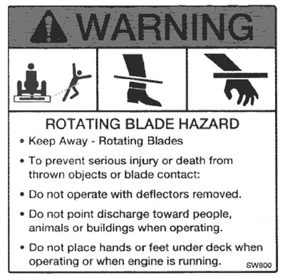 Rotating Blade Warning label