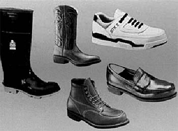 Examples of the variety of styles of safety shoes available. 