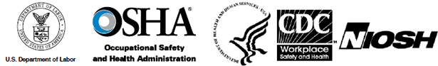 logos for OSHA, Department of Labor, CDC, Niosh