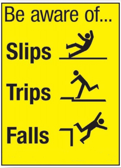 Slips Trips and Falls warning graphic