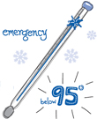 Graphic- Emergency when temperature is below 95 degrees!