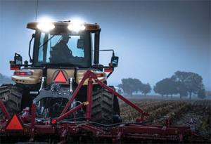 Photo- tractor with SMVs at night