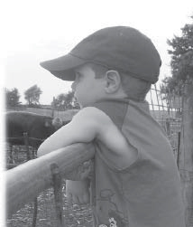 Picture of a boy resting on a fence