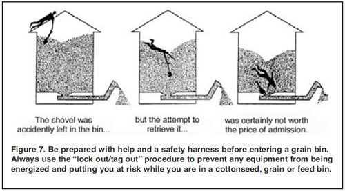 Figure 7- wear a safety harness in the grain bin