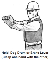 Hold, Dog Drum or Brake Lever (Clasp one hand with the other)