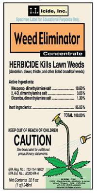 A sample chemical label for an Herbicide