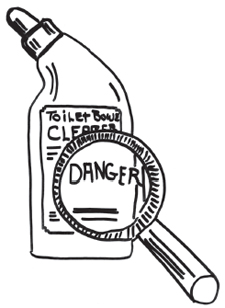 danger signal word on the toilet bowl cleaner