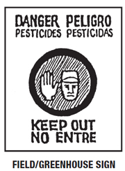 Danger Peligro pesticides field or greenhouse sign