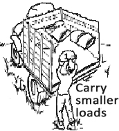 Worker carrying one bag to load the truck bed. Carry smaller loads