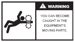 Moving machinery risk of crushed hands Danger safety sign 