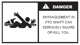 Danger: Entanglement in the PTO Shaft can seriously injure or kill you.