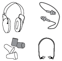 earmuff, earplugs, forms of hearing protection