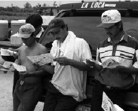 A group of farmworkers participating in a Direct Safety Program. 