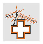 Cross with high-voltage wire