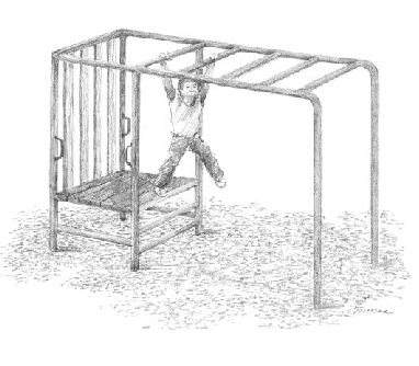 child using monkey bars