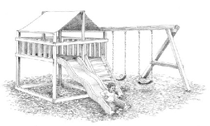 child sliding down slide