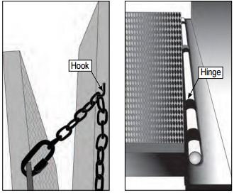 Mixing table hook and chain design for pesticide trailer attachment