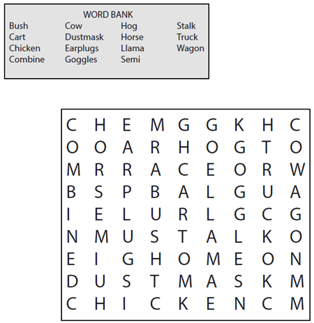 Word find puzzle
