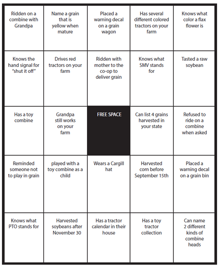 Grain Mixer Bingo card