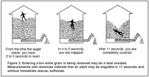 Figure 3- grain bin grain flow speed of entrapment