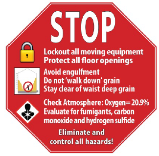 STOP sign- lockout and warning of engulfment