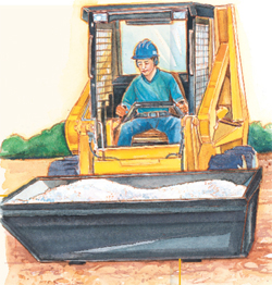 Child operating a skid steer