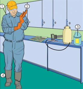 Worker preparing to apply chemicals