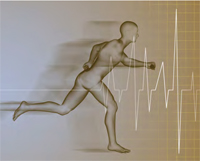 running person and heart rate monitored