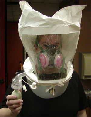 woman in a respirator