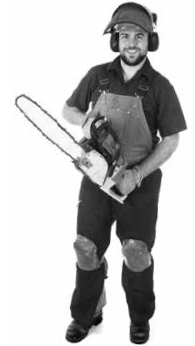 man with a chainsaw and safety gear on