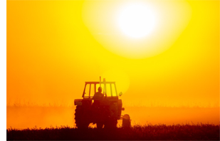 man on a tractor in blazing sunlight