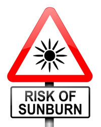 risk of sunburn warning sign