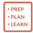 Prep Plan Learn. Decorative graphic