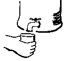 hand getting water from jug
